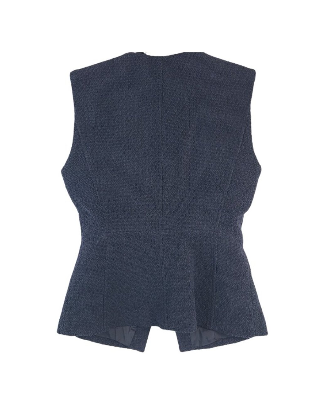 NEW Maje Navy Sleeveless Button-Front Tweed Vest With Gold-Tone Buttons Size 36 - Picture 4 of 5